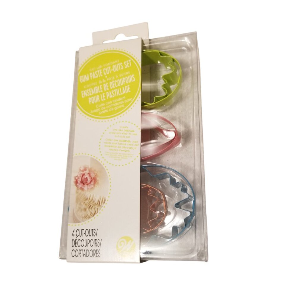 NEW Wilton Peony Gum Paste Cut Out Set Fondant 4 Piece Cutout Cake Decor BNIB